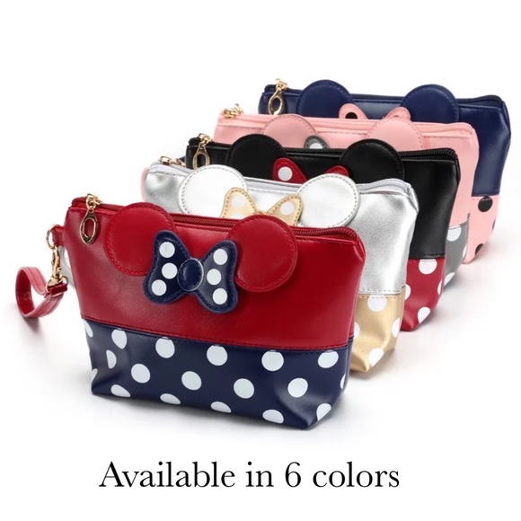 Minnie Mouse Blue & Red Makeup Cosmetic Bag - Picture 7 of 8